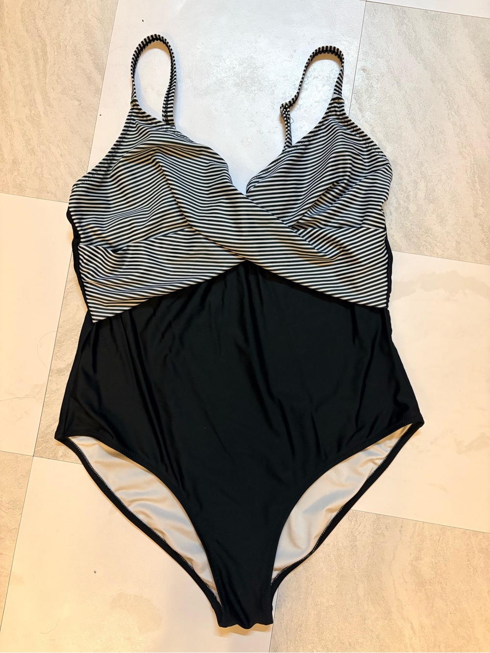 Striped Black One-Piece Swimsuit